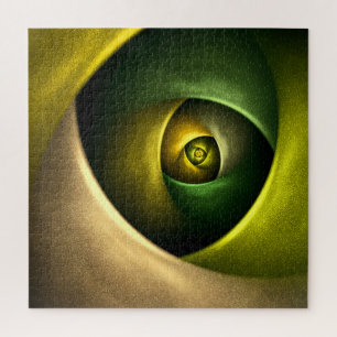 Green Swirl Floral Modern Abstract Kunstpatroon #2 Legpuzzel