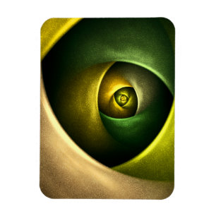 Green Swirl Floral Modern Abstract Kunstpatroon #2 Magneet