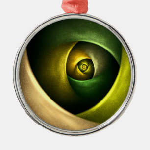 Green Swirl Floral Modern Abstract Kunstpatroon #2 Metalen Ornament