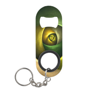 Green Swirl Floral Modern Abstract Kunstpatroon #2 Mini Flessenopener
