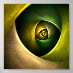 Green Swirl Floral Modern Abstract Kunstpatroon #2 Poster