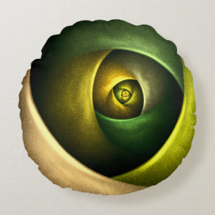 Green Swirl Floral Modern Abstract Kunstpatroon #2 Rond Kussen