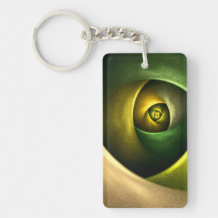 Green Swirl Floral Modern Abstract Kunstpatroon #2 Sleutelhanger
