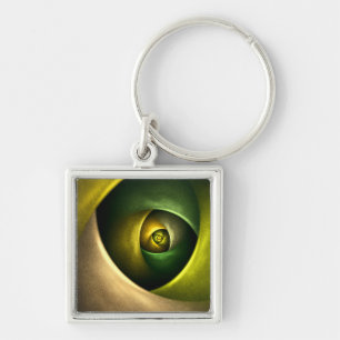 Green Swirl Floral Modern Abstract Kunstpatroon #2 Sleutelhanger