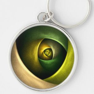 Green Swirl Floral Modern Abstract Kunstpatroon #2 Sleutelhanger