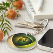 Green Swirl Floral Modern Abstract Kunstpatroon #2 Sleutelhanger (Voorkant Rechts)