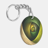 Green Swirl Floral Modern Abstract Kunstpatroon #2 Sleutelhanger (Voorkant Links)