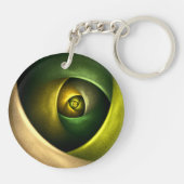 Green Swirl Floral Modern Abstract Kunstpatroon #2 Sleutelhanger (Achterkant)