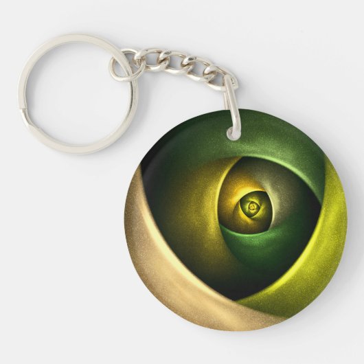 Green Swirl Floral Modern Abstract Kunstpatroon #2 Sleutelhanger (Voorkant)