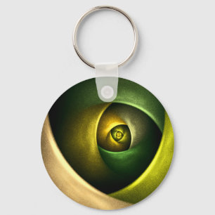 Green Swirl Floral Modern Abstract Kunstpatroon #2 Sleutelhanger