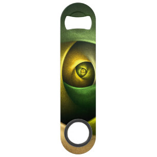 Green Swirl Floral Modern Abstract Kunstpatroon #2 Speed Flessenopener
