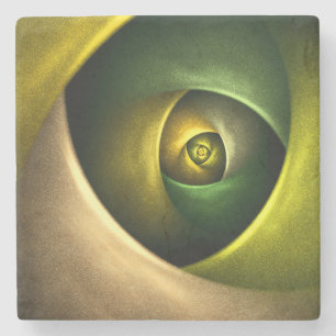 Green Swirl Floral Modern Abstract Kunstpatroon #2 Stenen Onderzetter