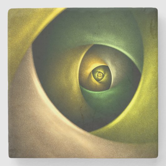 Green Swirl Floral Modern Abstract Kunstpatroon #2 Stenen Onderzetter (Voorkant)