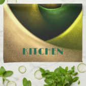 Green Swirl Floral Modern Abstract Kunstpatroon #2 Theedoek (Gevouwen)