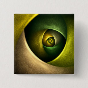 Green Swirl Floral Modern Abstract Kunstpatroon #2 Vierkante Button 5,1 Cm