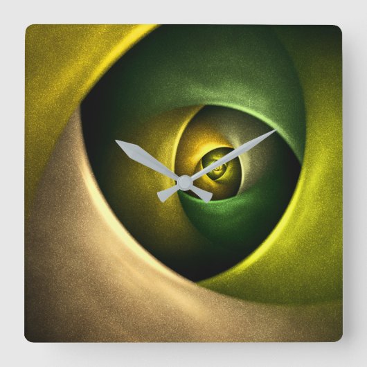 Green Swirl Floral Modern Abstract Kunstpatroon #2 Vierkante Klok (Voorkant)