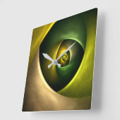 Green Swirl Floral Modern Abstract Kunstpatroon #2 Vierkante Klok (Hoek)