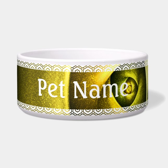 Green Swirl Floral Modern Abstract Kunstpatroon #2 Voerbakje (Voorkant)