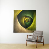 Green Swirl Floral Modern Abstract Kunstpatroon #2 Wandkleed (In situ)