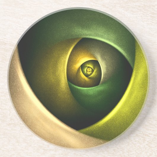 Green Swirl Floral Modern Abstract Kunstpatroon #2 Zandsteen Onderzetter (Voorkant)