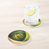 Green Swirl Floral Modern Abstract Kunstpatroon #2 Zandsteen Onderzetter (Zijkant)