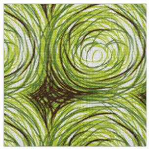 Green Swirl Floral   Red Poppy Textile Print Stof