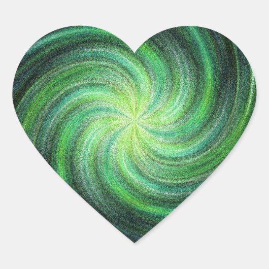 Green Swirl Hart Sticker (Voorkant)