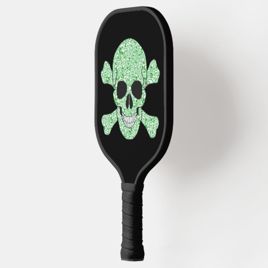 Green Swirl Ireland Skull and Crossbones Pickleball Paddle (Links)
