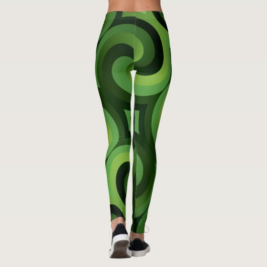 Green Swirl Irish St. Patrick's Day Shamrock Leggings (Achterkant)
