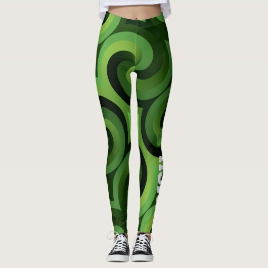 Green Swirl Irish St. Patrick's Day Shamrock Leggings (Voorkant)