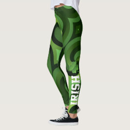 Green Swirl Irish St. Patrick's Day Shamrock Leggings