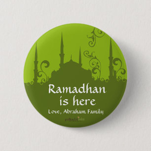 Green Swirl Mosque Pin Ronde Button 5,7 Cm