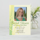 Green Swirls Bridal Shower Invitation Kaart (Staand voorkant)