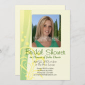 Green Swirls Bridal Shower Invitation Kaart (Voorkant / Achterkant)