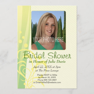 Green Swirls Bridal Shower Invitation Kaart