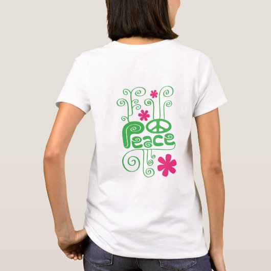 Green Swirls Peace Tshirt (Achterkant)
