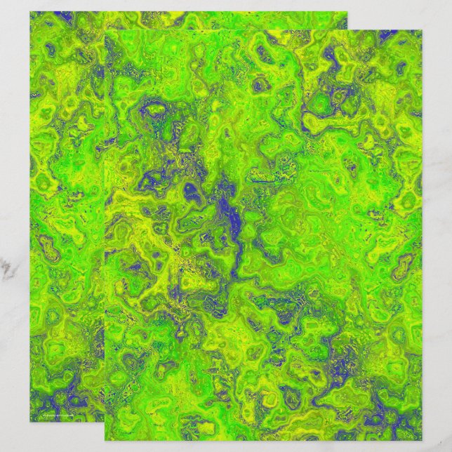 Green Swirly Marble Scrapbook Paper 2-Sided Page (Voorkant / Achterkant)