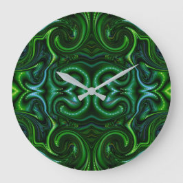 Green Swirly Spoted Abstract Fine Art Glass Blik Grote Klok
