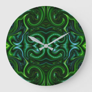 Green Swirly Spoted Abstract Fine Art Glass Blik Grote Klok