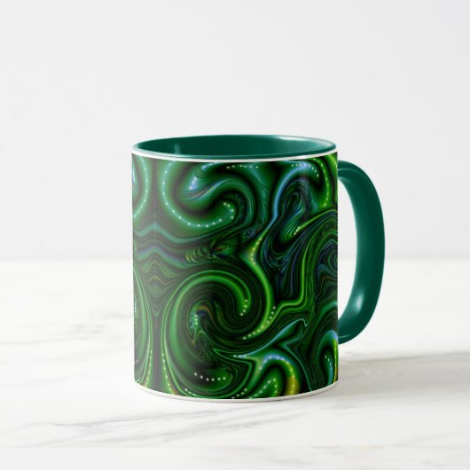 Green Swirly Spotted Abstract Fine Art Mok (Voorkant rechts)
