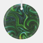 Green Swirly Spotted Abstract Fine Art Suncatcher Glas Ornament (Voorkant)