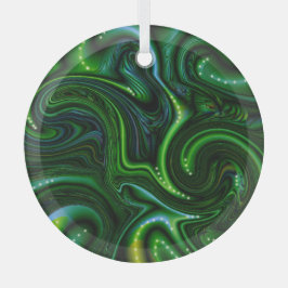 Green Swirly Spotted Abstract Fine Art Suncatcher Glas Ornament
