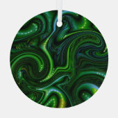 Green Swirly Spotted Abstract Fine Art Suncatcher Glas Ornament (Achterkant)