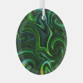 Green Swirly Spotted Abstract Fine Art Suncatcher Glas Ornament (Voorkant Rechts)