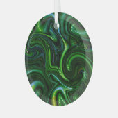 Green Swirly Spotted Abstract Fine Art Suncatcher Glas Ornament (Voorkant links)