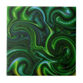 Green Swirly Spotted Abstract Fine Art Tegeltje (Voorkant)