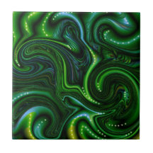 Green Swirly Spotted Abstract Fine Art