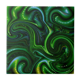 Green Swirly Spotted Abstract Fine Art Tegeltje