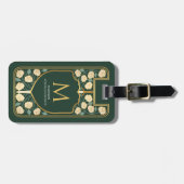Green Sword Shield middeleeuwse fantasie monogram Bagagelabel (Voorkant horizontaal)