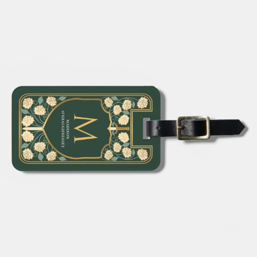 Green Sword Shield middeleeuwse fantasie monogram Bagagelabel (Voorkant horizontaal)